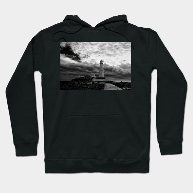 St Mary's Island in Black and White Hoodie by Violaman